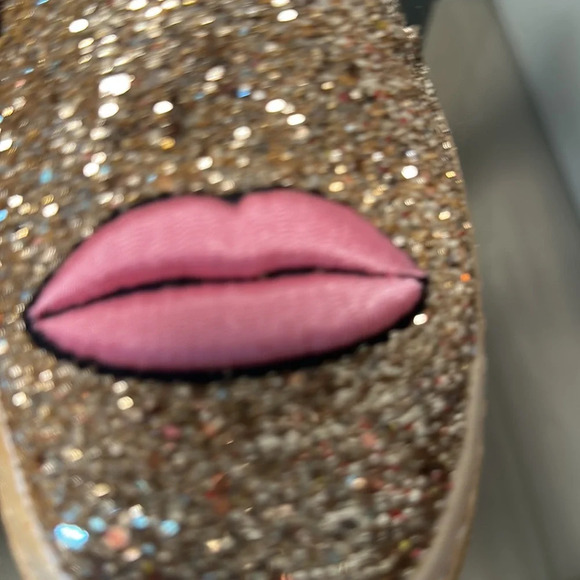 CHIARA FERRAGNI Eye & Lips Black Glitter Slip On Loafer Sneakers Italy EU 36 - Picture 3 of 7